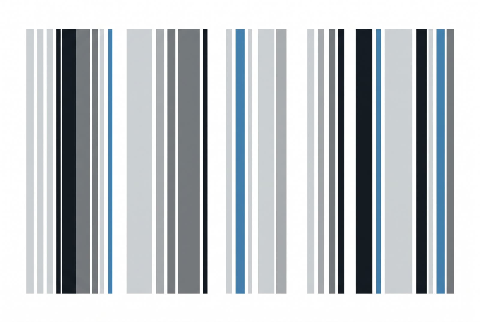 Abstract illustration of a spectral readout: vertical bands of
                    varying width and tone in grey, blue and black on white.